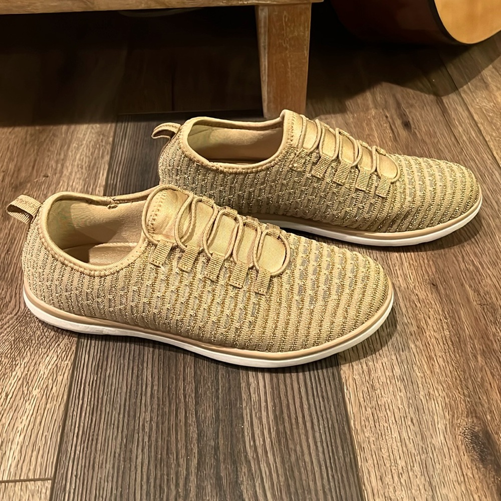 Gold Sparkly Comfort View Sneakers NWOT